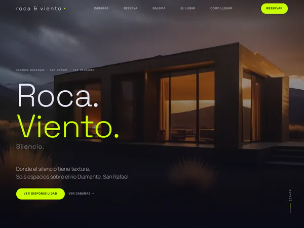 Demo de web para un hotel y cabañas: Roca & Viento